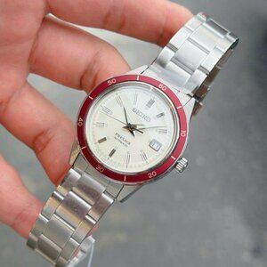 Seiko 41mm Men's Red White Dial Presage Watch